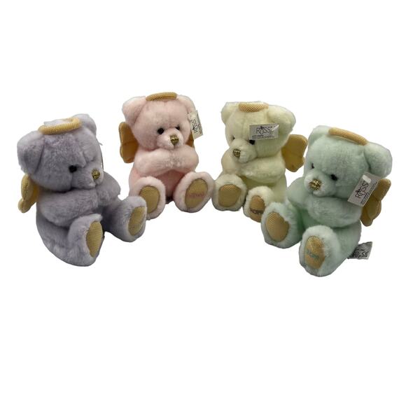 Vintage Russ Berrie & CO Small Plush Angel Teddy Bears Lot 4 Hope Joy Love Peace - Picture 1 of 11